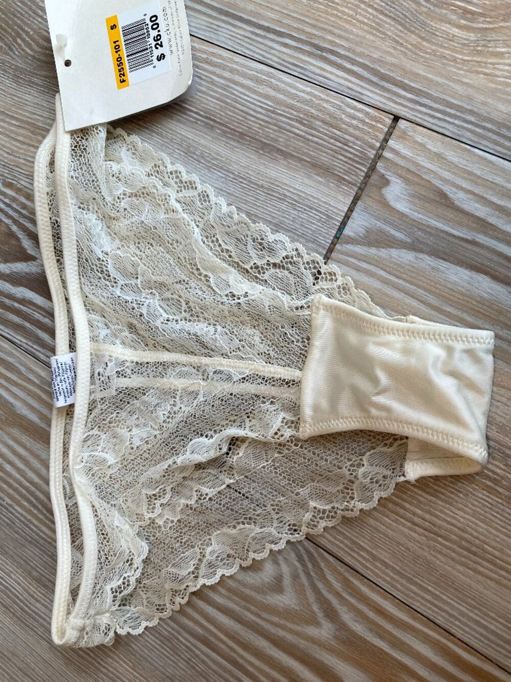 Calvin Klein Ivory Lace See Through Bikini Panties Size S/P NWT